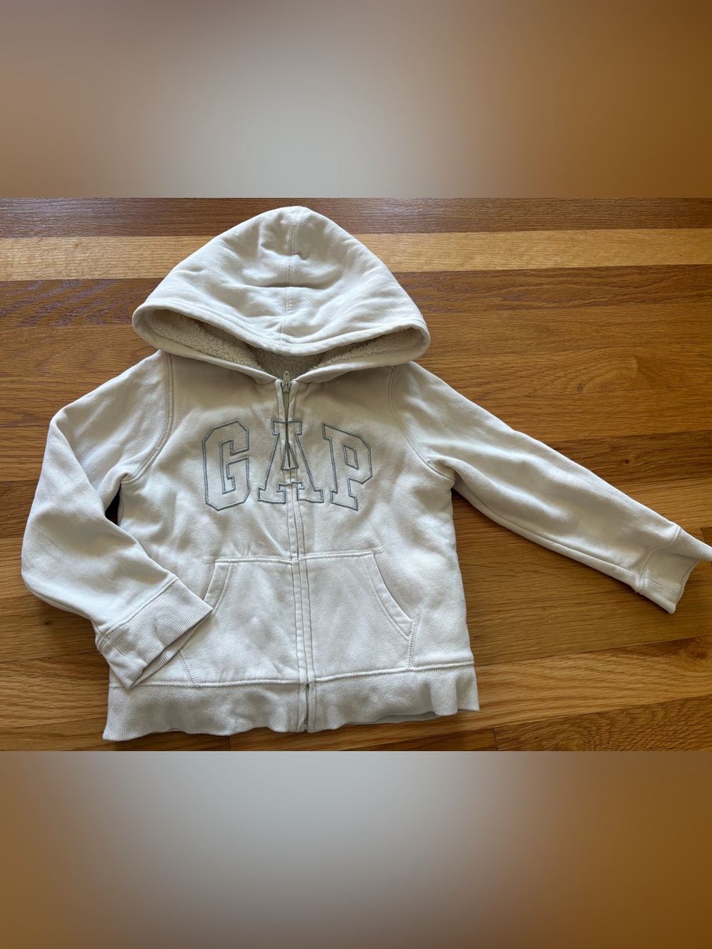 GAP Cream Sherpa-Lined Kids Zip Hoodie 5